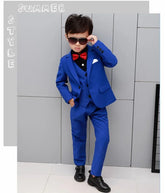 Flower Boys Formal Wedding Suit Kids England Style Blazer+Pant+Waistcoat 4Pcs Suit for Boys Kids Party Host Costume