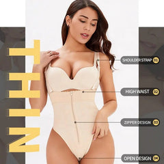 Showlu Fashion Store High Waist Brief Tummy Control Panties Thong Waist Trainer Body Shaper Strap Slimming Tummy Shapewear Panty Thong With Zipper
