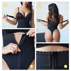 Showlu Fashion Store High Waist Brief Tummy Control Panties Thong Waist Trainer Body Shaper Strap Slimming Tummy Shapewear Panty Thong With Zipper