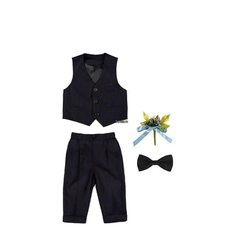 Showlu Fashion Store 0 VEST PANTS TIE / 12M 70-80 CM Kids 1 Year Birthday Dress Baby Boys Green Velvet Blazer Jacket Pants Photograph Suit Children Wedding Performance Party Wear