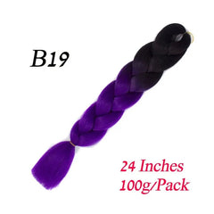 Showlu Store Nation 0 B19 / 24inches / China|1Pcs/Lot Lihui 24" Synthetic Braiding Hair Ombre Braiding Hair Packs Jumbo Braid Hair For Women Wholesale DIY Hairstyle Blue Grey