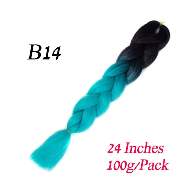 Showlu Store Nation 0 B14 / 24inches / China|1Pcs/Lot Lihui 24" Synthetic Braiding Hair Ombre Braiding Hair Packs Jumbo Braid Hair For Women Wholesale DIY Hairstyle Blue Grey