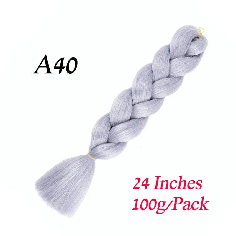 Showlu Store Nation 0 A40 / 24inches / China|1Pcs/Lot Lihui 24" Synthetic Braiding Hair Ombre Braiding Hair Packs Jumbo Braid Hair For Women Wholesale DIY Hairstyle Blue Grey