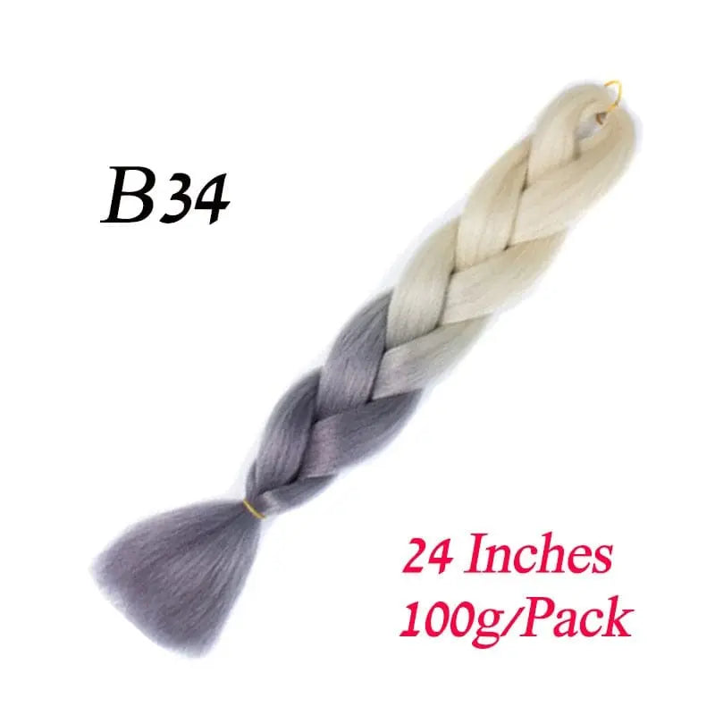 Showlu Store Nation 0 B34 / 24inches / China|1Pcs/Lot Lihui 24" Synthetic Braiding Hair Ombre Braiding Hair Packs Jumbo Braid Hair For Women Wholesale DIY Hairstyle Blue Grey