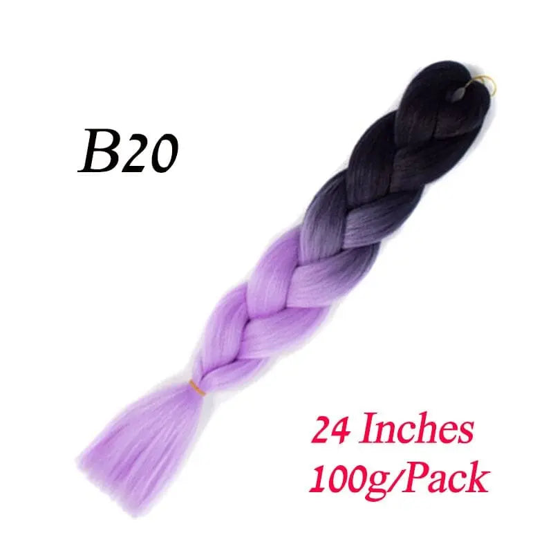 Showlu Store Nation 0 B20 / 24inches / China|1Pcs/Lot Lihui 24" Synthetic Braiding Hair Ombre Braiding Hair Packs Jumbo Braid Hair For Women Wholesale DIY Hairstyle Blue Grey
