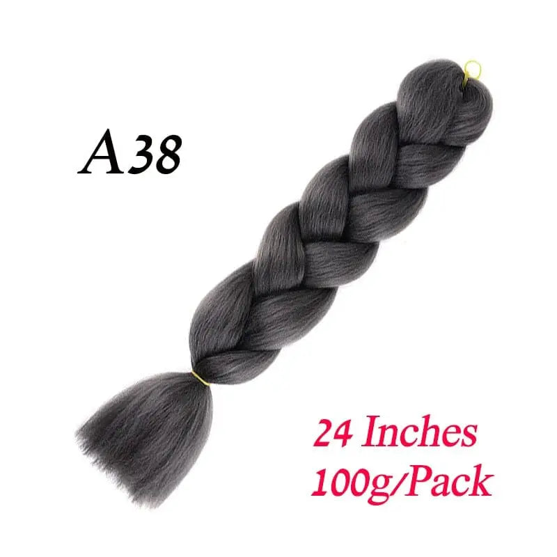 Showlu Store Nation 0 A38 / 24inches / China|1Pcs/Lot Lihui 24" Synthetic Braiding Hair Ombre Braiding Hair Packs Jumbo Braid Hair For Women Wholesale DIY Hairstyle Blue Grey