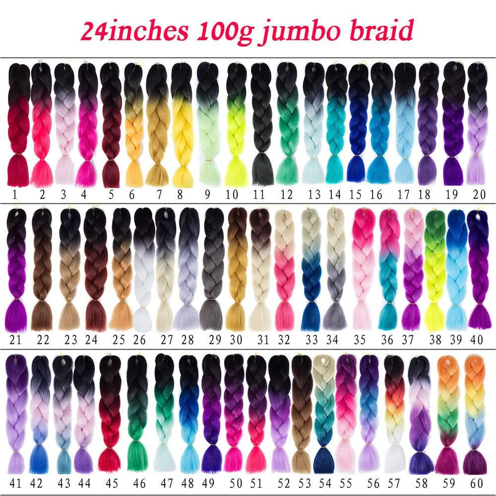 Showlu Store Nation 0 Lihui 24" Synthetic Braiding Hair Ombre Braiding Hair Packs Jumbo Braid Hair For Women Wholesale DIY Hairstyle Blue Grey