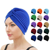 Showlu Fashion Store 0 New Stretchy Turban Cap Chemo Head Beanie Cover Twisted Pleated Headwrap Assorted Colors Hair Cover Beanie Hats for Women Girls