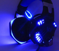 The Ninja Dragon G9300 LED Gaming Headset, featuring customizable LED lighting on the ear cups and headband, is displayed against a dark background.