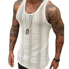 Summer Sexy White Breathable Mesh Knitted Vest SHOWLU FASHION STORE