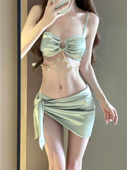 One-Piece Swimsuit Women's Summer Three-Piece Sexy 2025 New Push-Up Slimming Look Vacation High-End Bikini Hot Spring Bathing