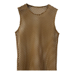 Summer Big Mesh Cut Out Fashion Style Male Model Vest SHOWLU FASHION STORE