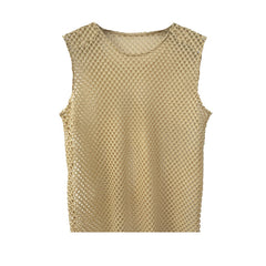 Summer Big Mesh Cut Out Fashion Style Male Model Vest SHOWLU FASHION STORE