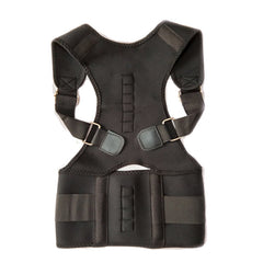 A black posture corrector brace for children with adjustable straps and back support panels.