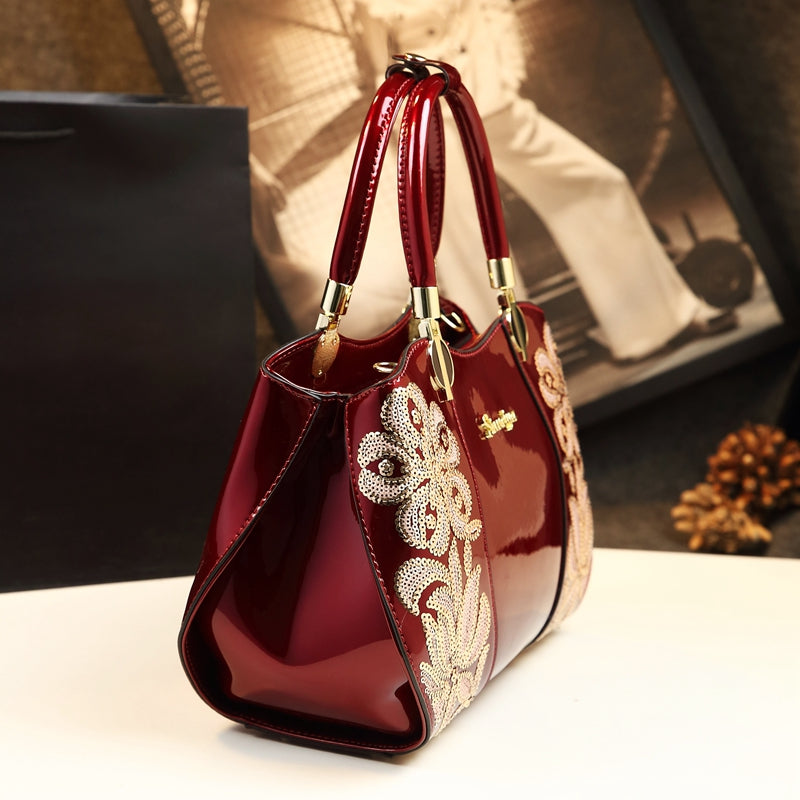 Middle-Aged Women's Bag 2024 New Arrival Elegant Brand Women's Bag Crossbody Shoulder Handbag Genuine Leather Mother Bag Patent Leather SHOWLU FASHION STORE