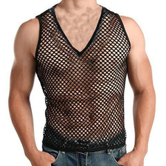Summer Big Mesh Cut Out Fashion Style Male Model Vest SHOWLU FASHION STORE
