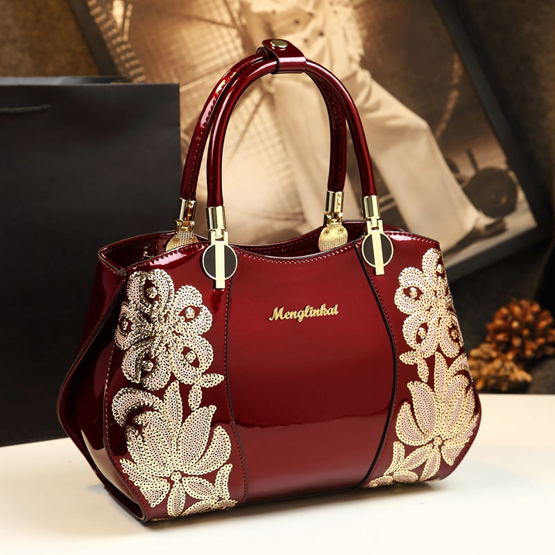 Middle-Aged Women's Bag 2024 New Arrival Elegant Brand Women's Bag Crossbody Shoulder Handbag Genuine Leather Mother Bag Patent Leather SHOWLU FASHION STORE