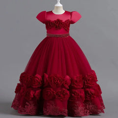 Puffy Flower Girls Dress Children Christmas Costume Kids Pageant Party Bridesmaid Dresses For Girl Princess Wedding Ball Gown - SHOWLU FASHION STORE