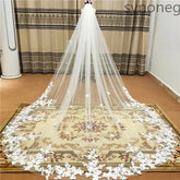 Real Photo 3m.4m.5m One Layer Wedding Veil With Comb White Lace Edge Bridal Veils Ivory Appliqued Cathedral Wedding Veil - SHOWLU FASHION STORE