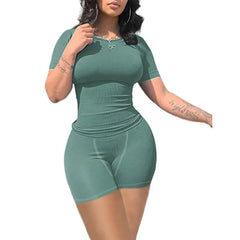 Showlu Fashion Store 0 Peacock blue / M Ribbed Casual Lounge Set