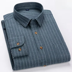 plus size 7xl 100%cotton long sleeve shirts for man slim fit formal plian shirt soft plaid casual tops striped office clothes