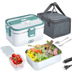 1.8L Electric Lunch Box 60W Food Heated 12V-24V 2-In-1 Portable Food Warmer Heater for Car/Truck/Home Self Heating Box