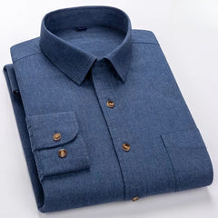 plus size 7xl 100%cotton long sleeve shirts for man slim fit formal plian shirt soft plaid casual tops striped office clothes