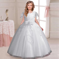 Girls' Pearl Sequin Princess Dress 4-12 Fashion Off Shoulder Bunny Dress Banquet High end Lacing Evening Dress