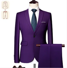 2025 New Men's Business Casual Suit for Weddings Male Solid Colour Formal Suit Sets Men Prom Party Tuxedo Dress