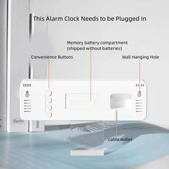 LED Digital Wall Clock Large Display USB Alarm Clock