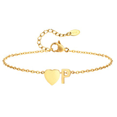 Women Heart Initial Anklet Bracelets Adjustable Beach Jewelry Hypoallergenic Stainless Steel Personalized Name Foot Chain Anklet