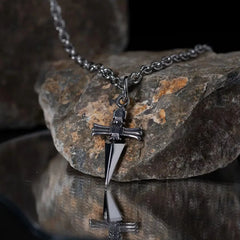 Stainless Steel Sword Cross Pendant Necklaces Twists or Link Chain Hip Hop Punk Choker Necklace for Women Men Jewelry Gifts