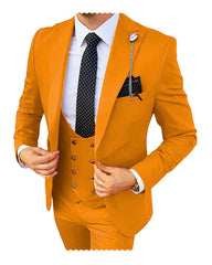 Formal Men 3 Piece Wedding Suit Groom Tuxedo Slim Fit Business Suits Champagne Wedding Suit Costume Homme (Blazer+Pants+Vest)