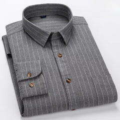 plus size 7xl 100%cotton long sleeve shirts for man slim fit formal plian shirt soft plaid casual tops striped office clothes