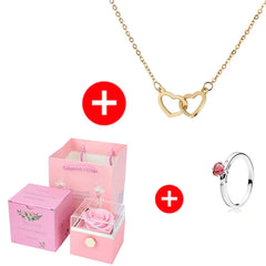 2024 New Valentine Eternal Rose Jewelry Ring Box Rotate Wedding Pendant Necklace Storage Case for Women Girlfriend SHOWLU FASHION STORE