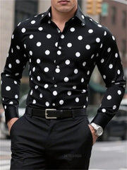 Men's shirt long sleeve shirt spotted lapel button casual outdoor breathable comfortable fashion trend new versatile clothing