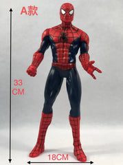 A 33 centimeter tall Spiderman action figure with articulated joints standing on a white background.