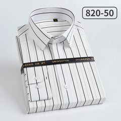 Men's pure cotton long sleeved shirt slim fit high-end light luxury 100 count striped heterochromatic collar wrinkle resistant a