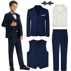 Boys Suit Set Kid Wedding Tuxedo Teenager Easter Formal Outfit Halloween Chritmas Birthday Party Gift School Performance Blazer