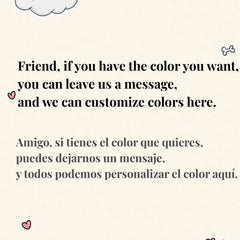 Text on a light background informing customers that they can request custom colors via message.