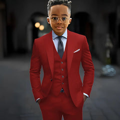 Dark Grey High Quality Boy Suits Slim Fit Single Breasted Peak Lapel Elegant Boy 3 Piece Jacket Pants Vest Kids Sets