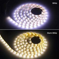 Flexible USB LED strip light in warm white from Showlu Smart General, showing the 5V tape with adhesive backing.