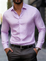 Men's fashionable polka dot print long-sleeved shirt, popular business casual slim-fit versatile daily commuting trendy shirt