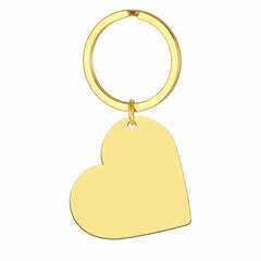 A gold-colored heart-shaped keychain pendant attached to a circular metal ring.