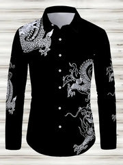 New Men's Long Sleeve Casual 3D Flower Printed Shirt Fashion Casual Spring Autumn Long Sleeve Flap Top