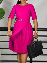 Elegant Church Dresses Modest Women A Line Pleated Waist Belt Spring 2025 Half Sleeves African Female Gowns Office Work Wear