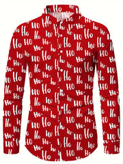 Christmas Festival Theme Men's 3D Printed Formal Shirts Christmas Tree Santa Claus Graphic Long Sleeve Shirt Fashion Men's Shirt