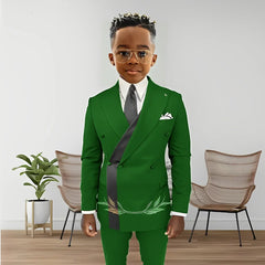 Suit For Boys Fashion Design Double Breasted Blazer Kids Wedding Tuxedo 2 Piece Set Jacket Pants 2-16 Years Old