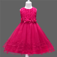 1-9Y Kids Princess Style Girls Dress Mesh Skirt Puffy Children Sleeveless Vest Wedding Party Ceremony Flower Girl Outfit Elegant