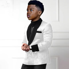 Sequin boys' 2-piece suit set with double-breasted blazer and pants, stylish kids' wedding tuxedo by Showlu Fashion Store.